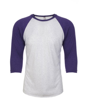 Unisex Triblend Three-Quarter Sleeve Raglan - Pur Rsh/htr Wht