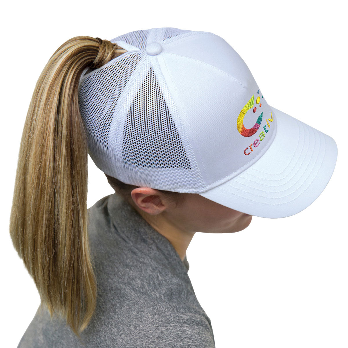 Constructed Full-Fit-Five Mesh Back Cap with Ponytail opening