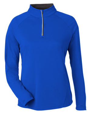 Ladies' Origin Performance Pique Quarter-Zip - Tru Royal/Crbn