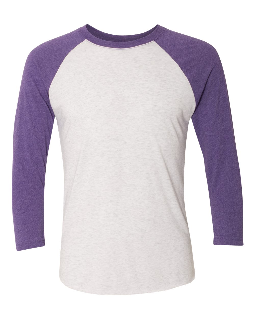 Next Level Unisex Triblend Three-Quarter Sleeve Raglan - Purple Rush Sleeves/ Heather White Body