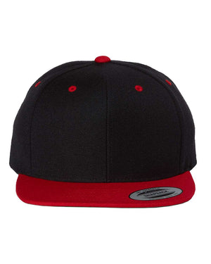 YP Classics Adult Structured Flat Visor Classic Snapback Cap - Black/ Red