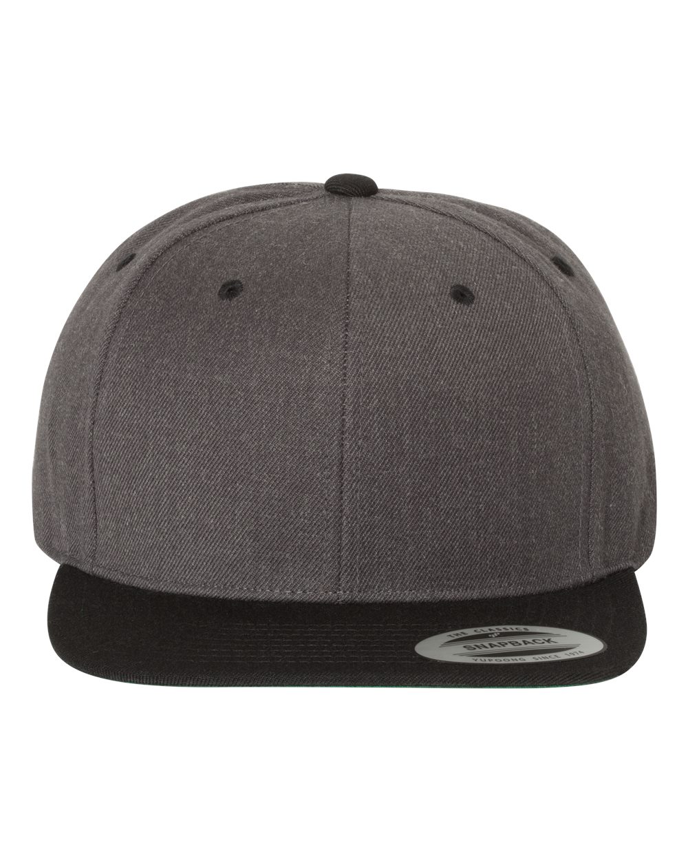 YP Classics Adult Structured Flat Visor Classic Snapback Cap - Dark Heather/ Black