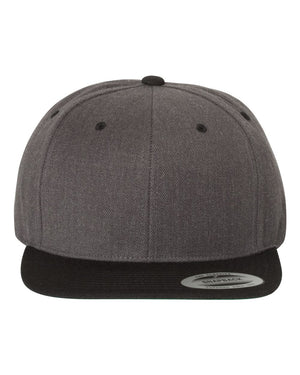 YP Classics Adult Structured Flat Visor Classic Snapback Cap - Dark Heather/ Black