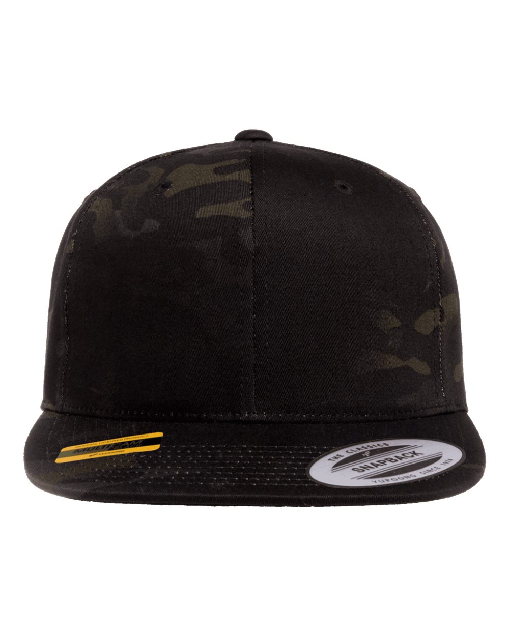 YP Classics Adult Structured Flat Visor Classic Snapback Cap - Multicam Black