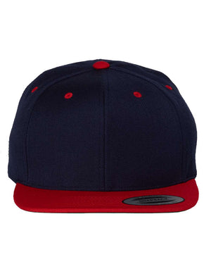 YP Classics Adult Structured Flat Visor Classic Snapback Cap - Navy/ Red