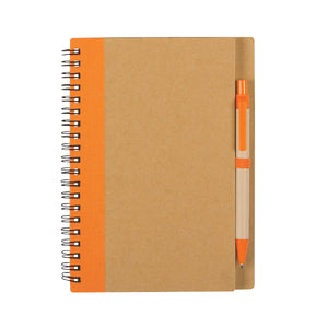 Eco-Inspired Spiral Notebook & Pen - Fsc Natural With Orange