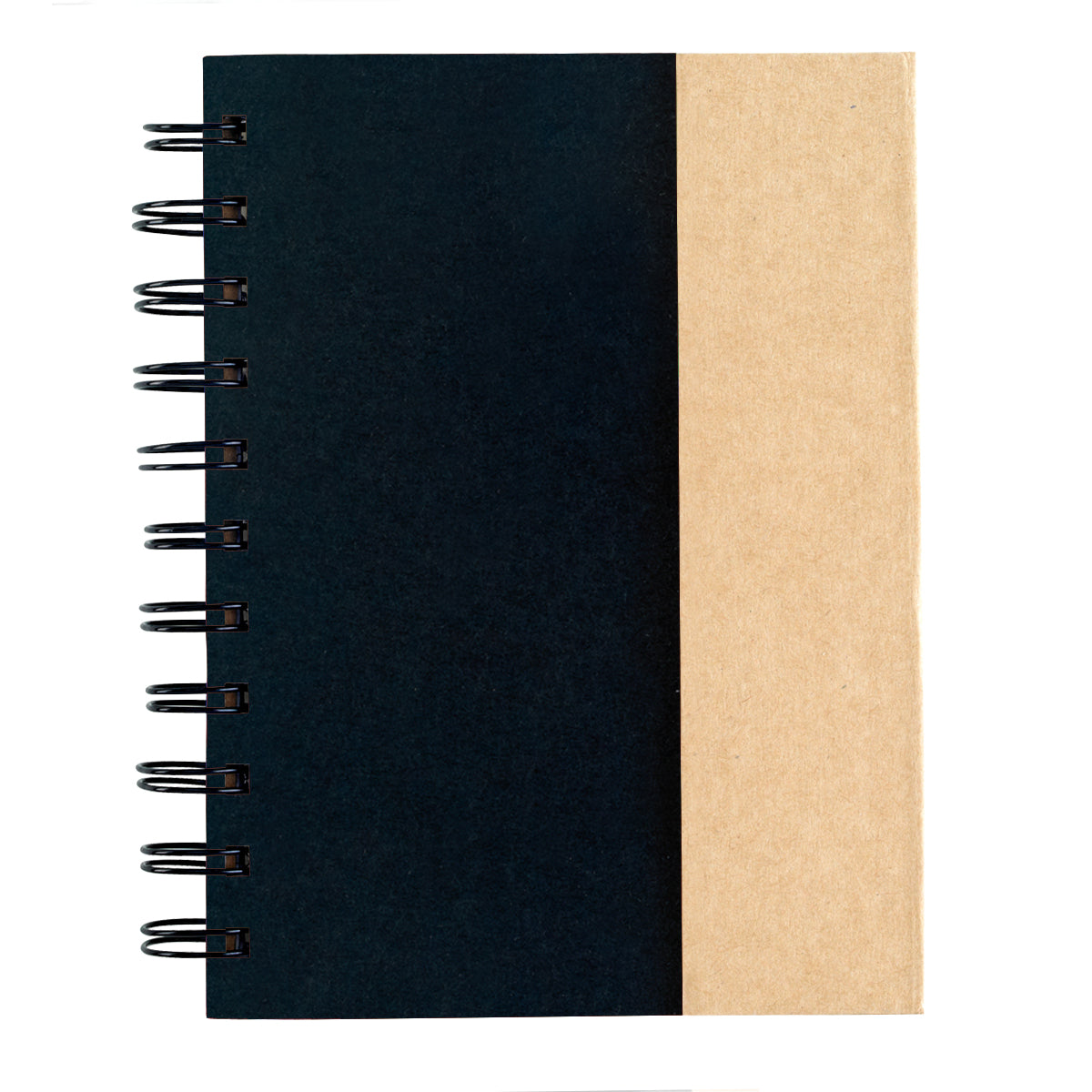 Small Spiral Notebook With Sticky Notes And Flags - Natural With Black