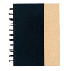 Small Spiral Notebook With Sticky Notes And Flags - Fsc Natural With Black