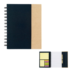 Spiral Notebook With Sticky Notes And Flags - Fsc Natural With Black