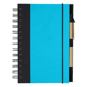 ECO-INSPIRED SPIRAL NOTEBOOK & PEN - Light Blue With Black