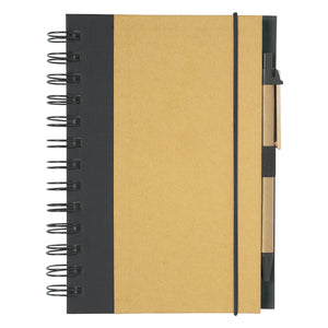 ECO-INSPIRED SPIRAL NOTEBOOK & PEN - Natural With Black