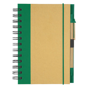 ECO-INSPIRED SPIRAL NOTEBOOK & PEN - Natural With Green
