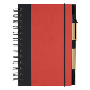 ECO-INSPIRED SPIRAL NOTEBOOK & PEN - Red With Black