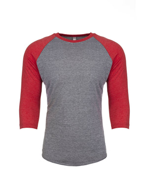Unisex Triblend Three-Quarter Sleeve Raglan - Vin Red/pr Hthr