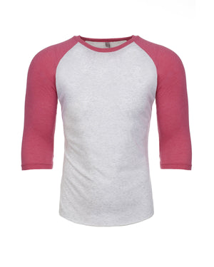 Unisex Triblend Three-Quarter Sleeve Raglan - Vt Pink/htr Wht
