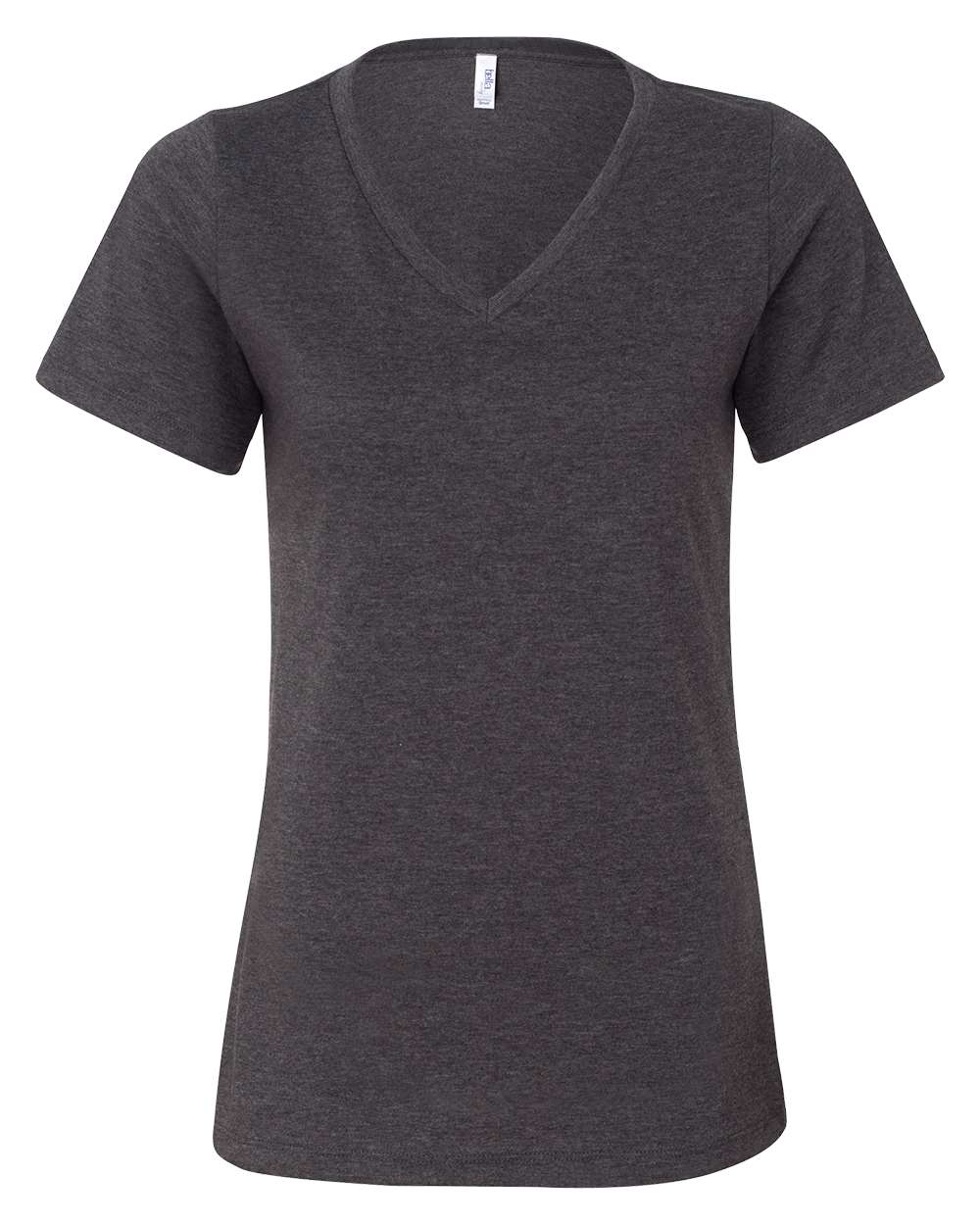 BELLA + CANVAS Ladies' Relaxed Heather CVC Jersey V-Neck T-Shirt - Dark Grey Heather