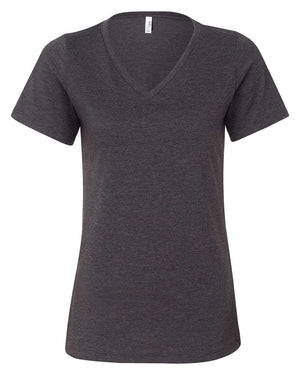 BELLA + CANVAS Ladies' Relaxed Heather CVC Jersey V-Neck T-Shirt - Dark Grey Heather