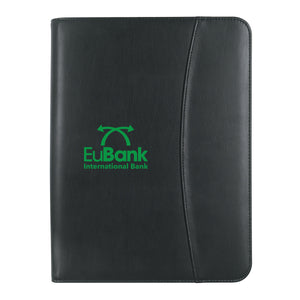 Leather Look 8 ½" x 11" Zippered Portfolio With Calculator