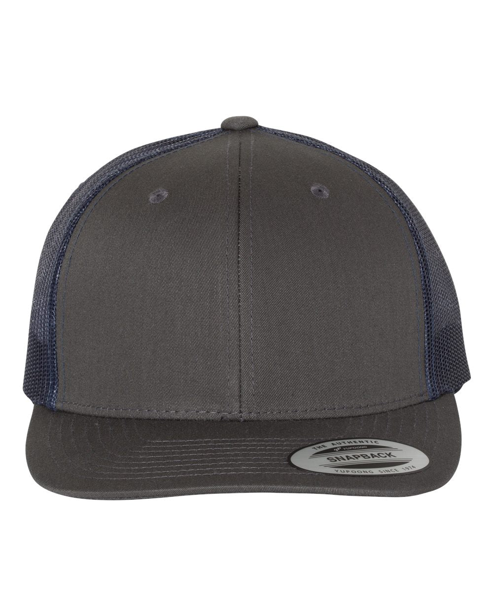 YP Classics Adult Retro Trucker Cap - Charcoal/ Navy