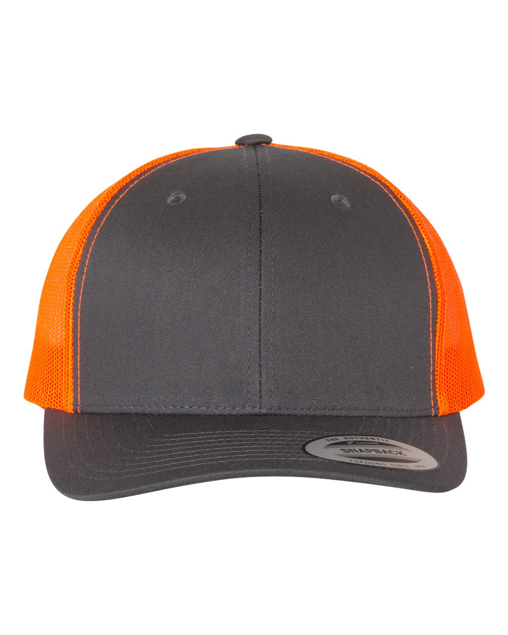 YP Classics Adult Retro Trucker Cap - Charcoal/ Neon Orange