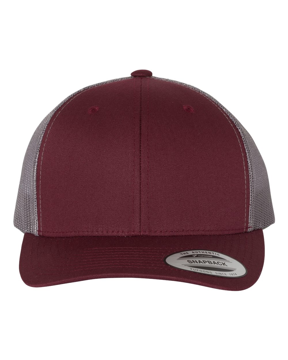 YP Classics Adult Retro Trucker Cap - Maroon/ Grey