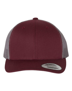 YP Classics Adult Retro Trucker Cap - Maroon/ Grey