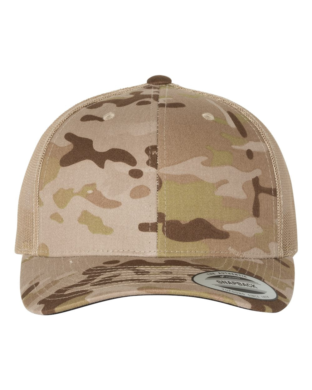 YP Classics Adult Retro Trucker Cap - Multicam Arid/ Tan