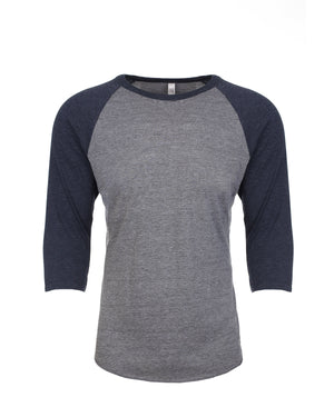 Unisex Triblend Three-Quarter Sleeve Raglan - Vin Nvy/pr Hthr