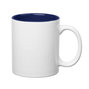 11 Oz. Colored Stoneware Mug - Solid/Two-Tone - White With Cobalt Blue Inner