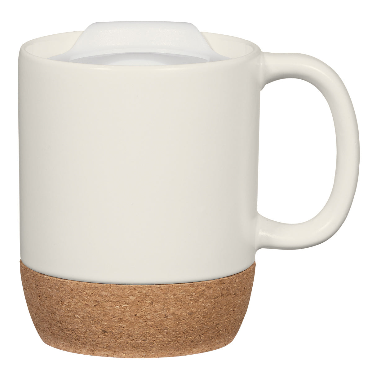 14 Oz. Cork Base Ceramic Mug - White