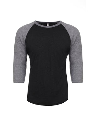 Unisex Triblend Three-Quarter Sleeve Raglan - Pr Hthr/vin Blk