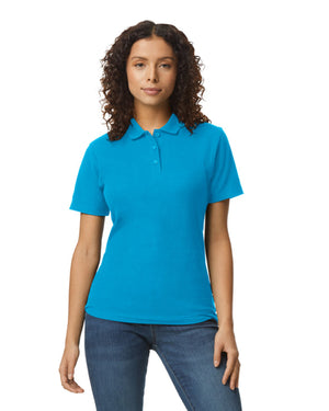Ladies' Softstyle Double Pique Polo - Sapphire