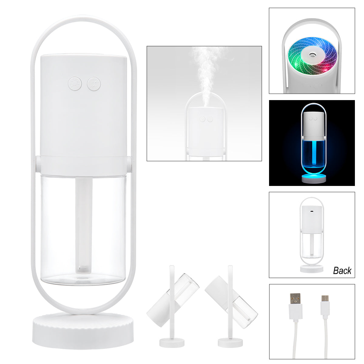 Rotating Light-Up Humidifier - White