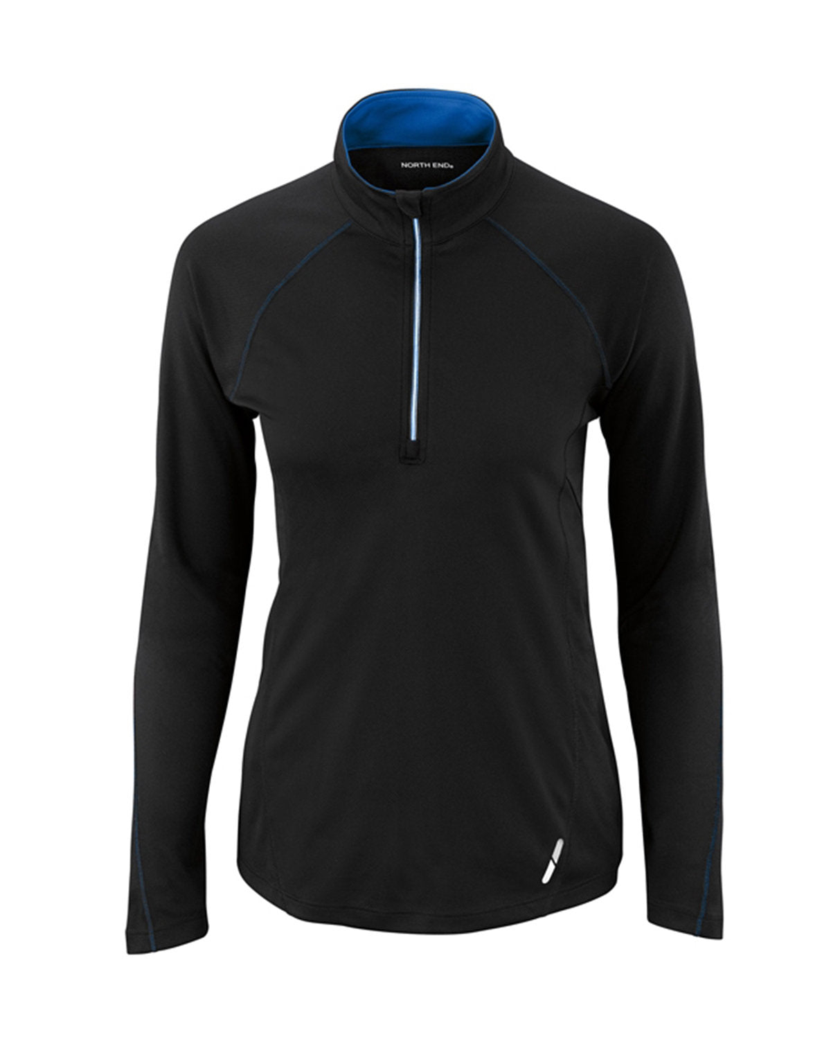 North End Ladies' Radar Quarter-Zip Performance Long-Sleeve Top - Blk/Tru Royal