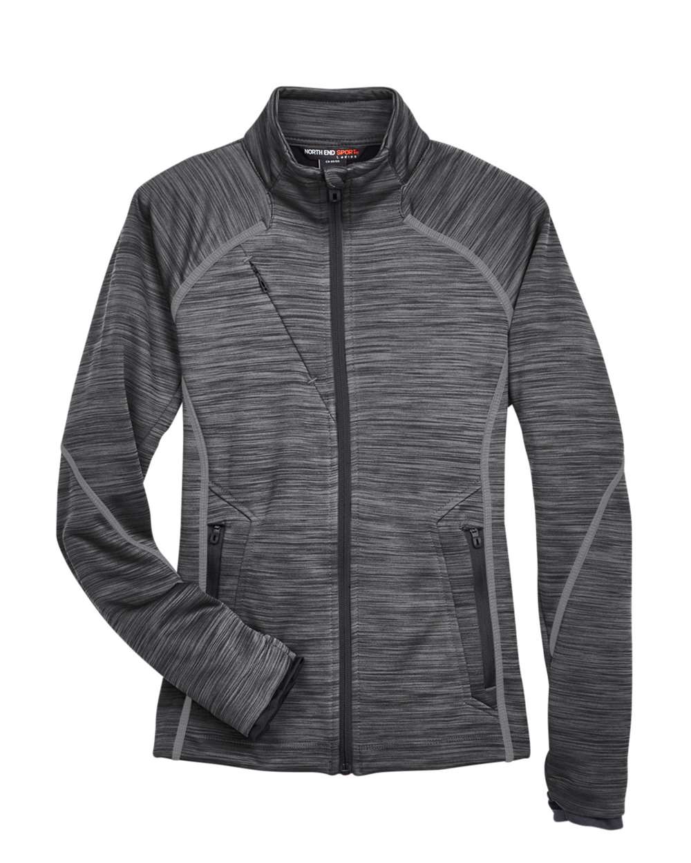 North End Ladies' Flux Mélange Bonded Fleece Jacket - Carbon/ Black