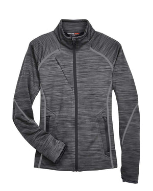 North End Ladies' Flux Mélange Bonded Fleece Jacket - Carbon/ Black
