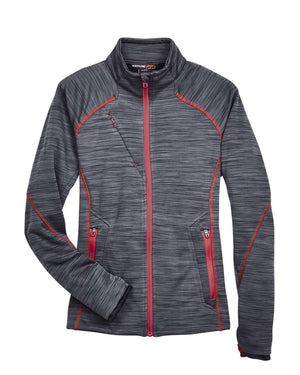 North End Ladies' Flux Mélange Bonded Fleece Jacket - Carbon/ Olympic Red