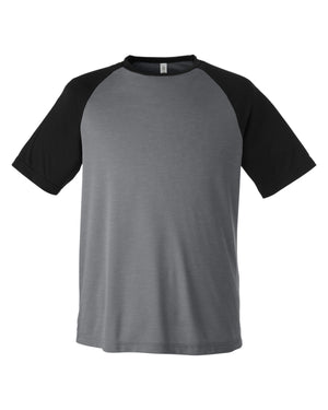 Unisex Zone Colorblock Raglan T-Shirt - Dk Gry Hth/Blk