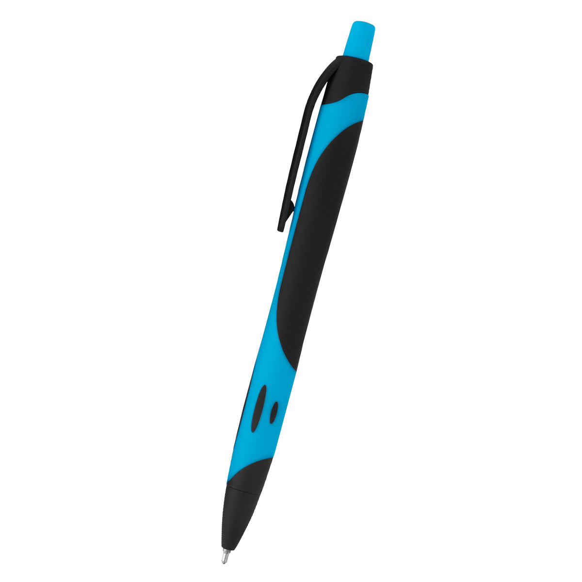 Two-Tone Sleek Write Rubberized Pen - Black With Lt Blue