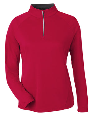 Ladies' Origin Performance Pique Quarter-Zip - Classc Red/Crbn