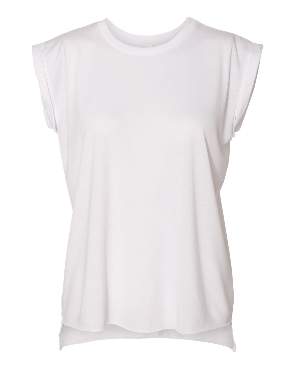 BELLA + CANVAS Ladies' Flowy Muscle T-Shirt with Rolled Cuff - White
