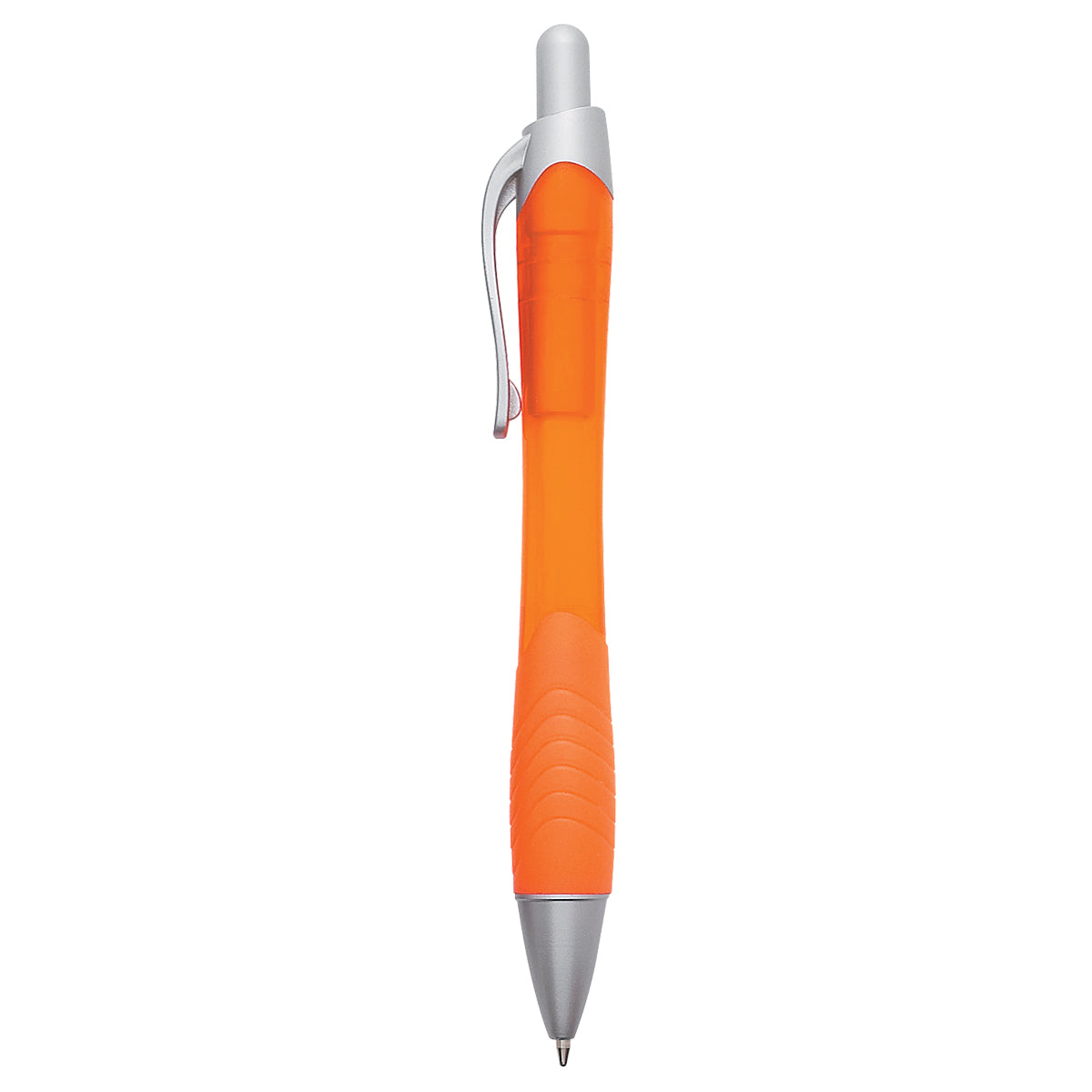 Rio Ballpoint Pen With Contoured Rubber Grip - Translucent Orange