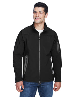 North End Men's Three-Layer Fleece Bonded Soft Shell Technical Jacket - Black