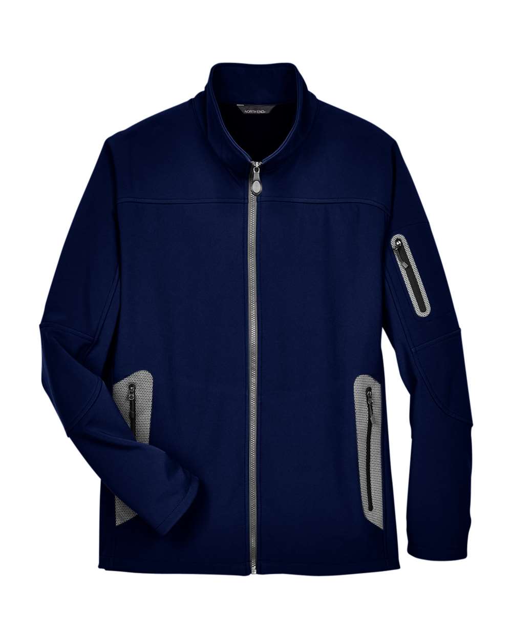 North End Men's Three-Layer Fleece Bonded Soft Shell Technical Jacket - Classic Navy