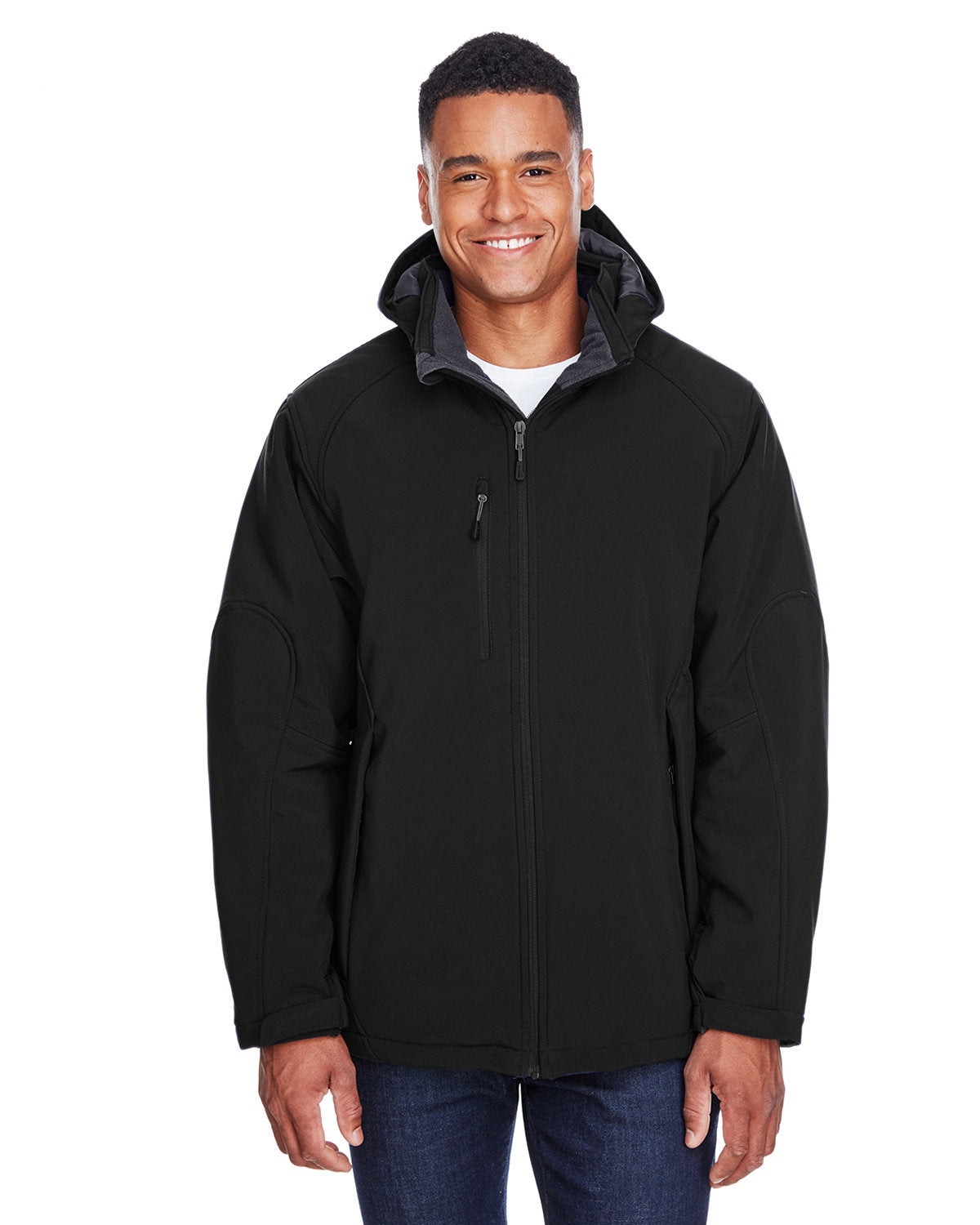 North End Men's Glacier Insulated Three-Layer Fleece Bonded Soft Shell Jacket with Detachable Hood - Front