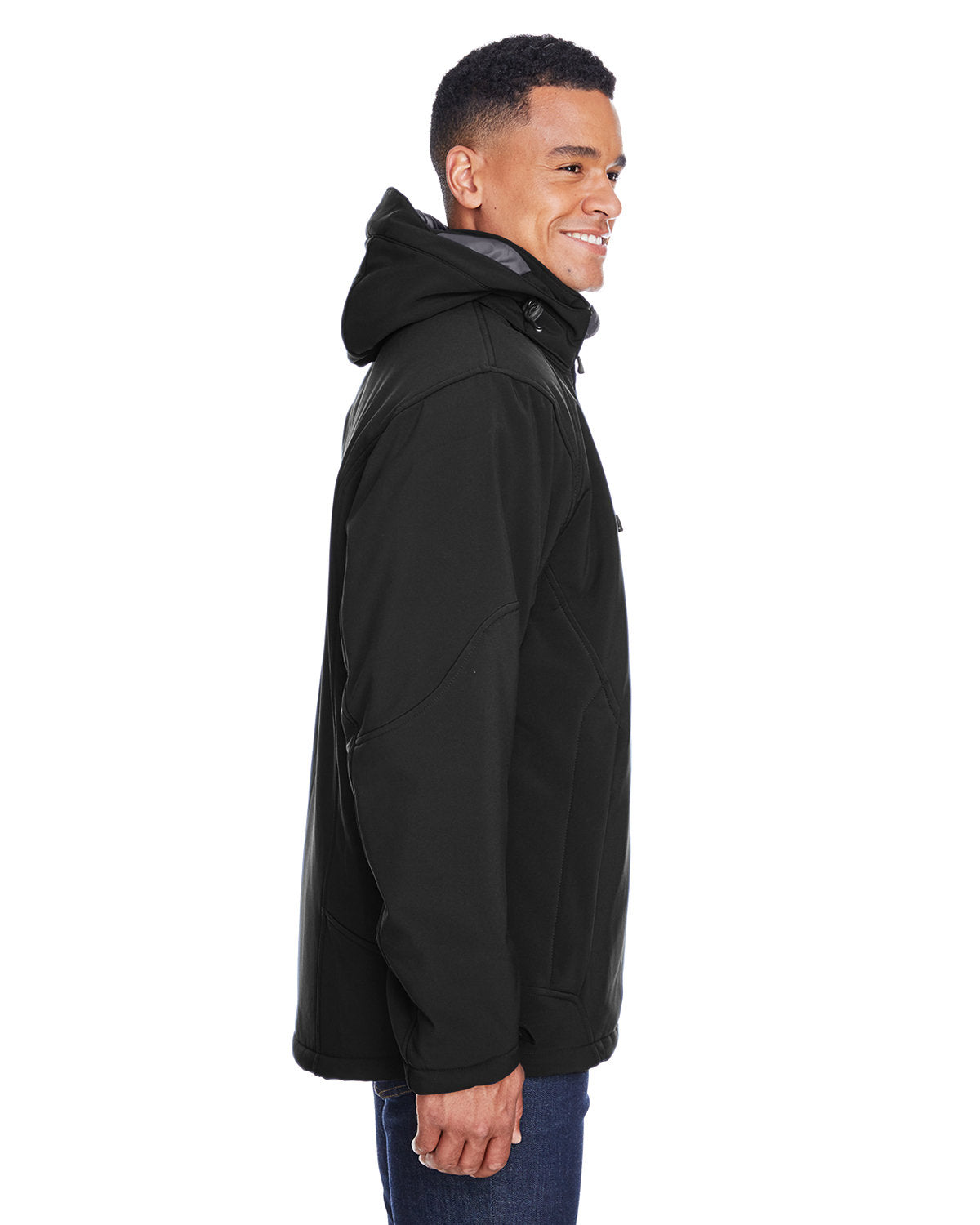 North End Men's Glacier Insulated Three-Layer Fleece Bonded Soft Shell Jacket with Detachable Hood - Side