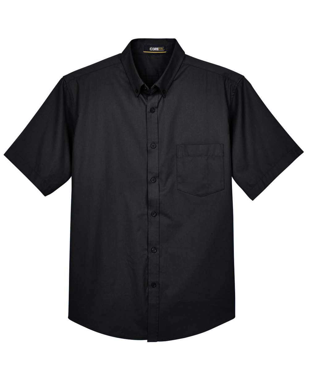CORE365 Men's Tall Optimum Short-Sleeve Twill Shirt - Black
