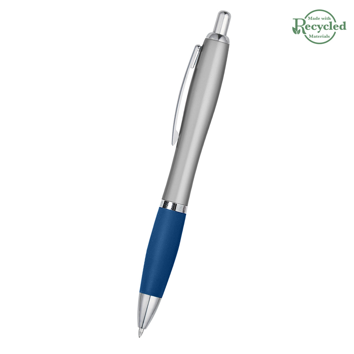 Satin Pen - Silver With Blue