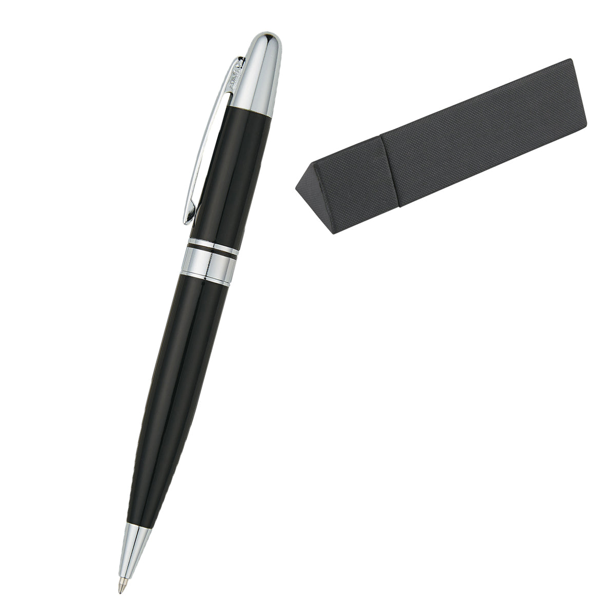 Elite Executive Pen In Case - Black With Silver