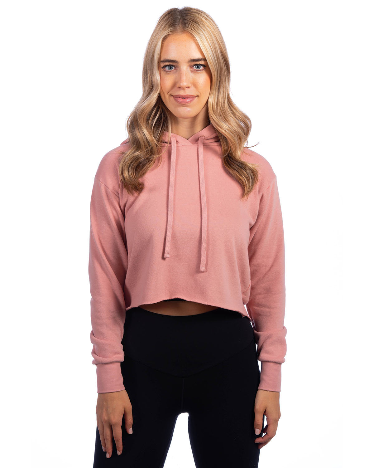 Next Level Apparel Ladies' Cropped Pullover Hooded Sweatshirt - Desert Pink
